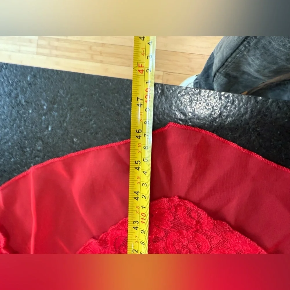 Vintage Shirley Red Floral Lace Floor Length Nightgown - Picture 13 of 15